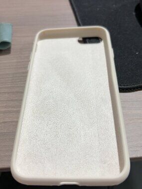 Cream Silicone Microfiber Lined Phone Case